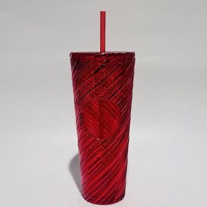 Starbucks Red Peppermint Swirl Jeweled Venti Tumbler w/Lid‎ & Straw 24oz 2021